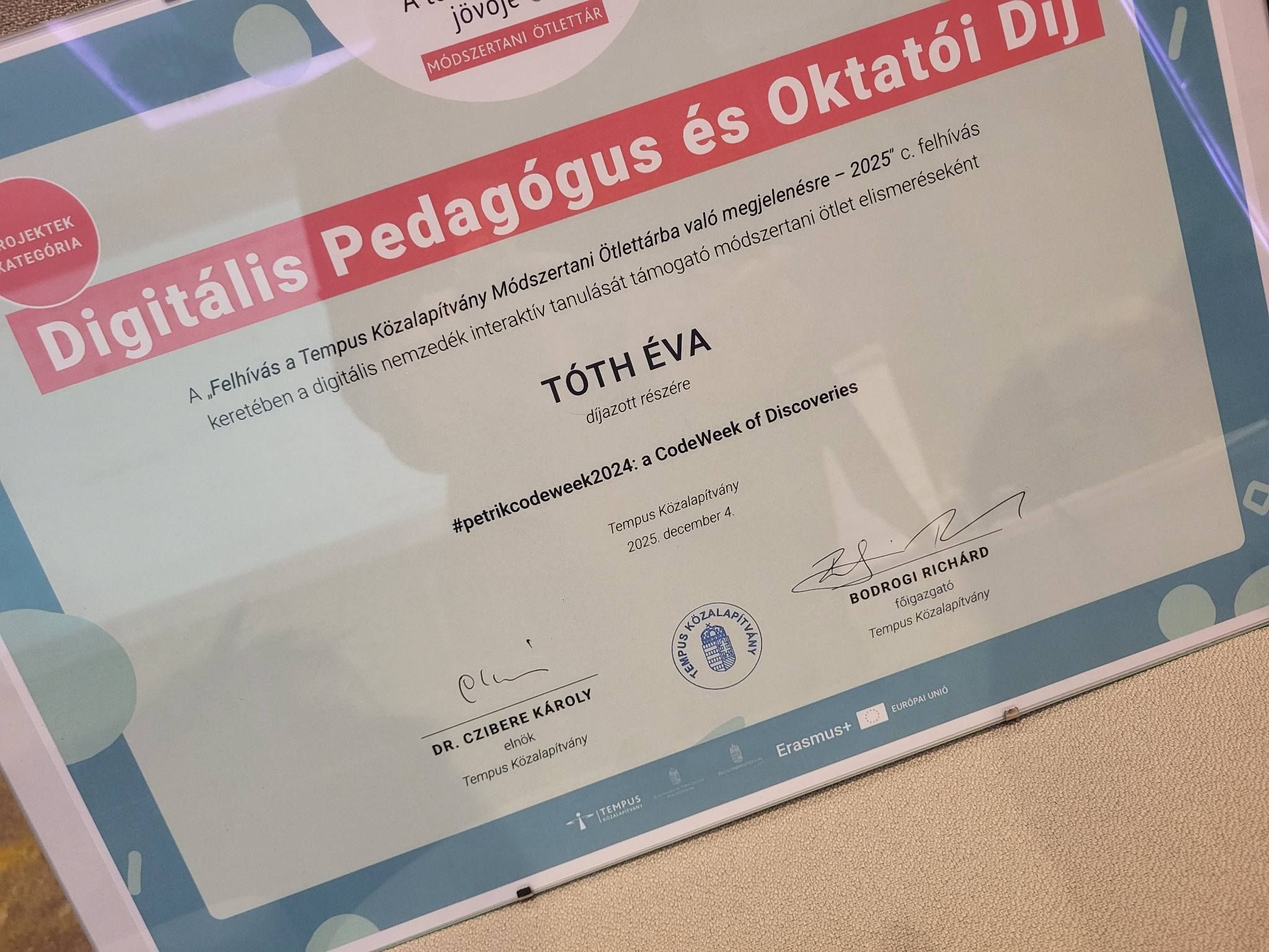 Újabb rangos díjat nyert a BMSZC Petrik Technikum pedagógusa