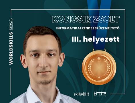 A képen a Wordskills 3. helyezettje, Koncsik Zsolt látható