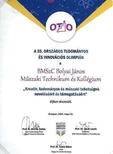 OTIO oklevél