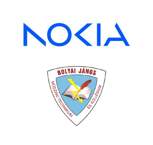 A képen a NOKIA és a Bolyai János Műszaki Technikum logója látható